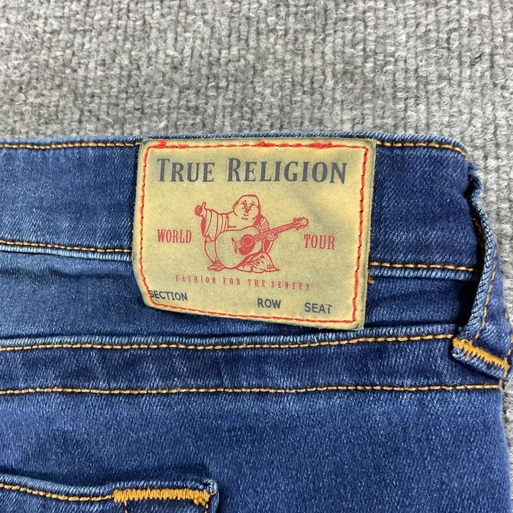 True Religion Billie Mid Rise Straight Jeans Womens 38x34 Blue Stretch Denim